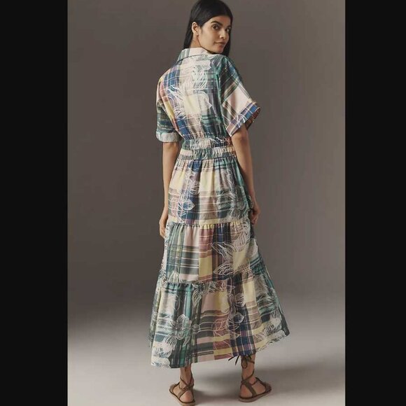New L By Anthropologie The Somerset maxi shirt-dress in plaid floral - Picture 2 of 12
